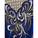 Alisha Vintage 80s Blue & White Beaded Silk Pageant Party Prom Dress sz XL Heavy Photo 6