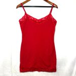 Zenana Outfitters L Lace Trim Cami Tunic Top Red Soft Romantic Sexy Lingerie Photo 1