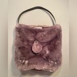 Evelyne Prelonge Faux Fur Shoulder Bag with Pom Pom and Leather Strap Handle Gray Photo 7