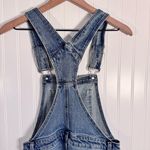 Happily Grey Overalls Medium Wash Denim Raw Hem Women’s Size 1/25 30” Inseam Blue Photo 6
