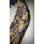 Headband Embellished Beaded Floral Knot Navy Blue & Gold Photo 9