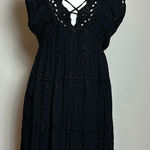 love Stitch‎ Eyelet Black Short Sleeve Mini Dress Size Medium Photo 0