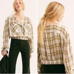 Free People  It’s The Good Life Plaid Top Button Front Crop Blouse Size Medium Photo 1