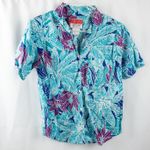 Sandra Ingrish Sport Vintage Hawaiian Blue Purple Shirt Womans Small Unisex Photo 1