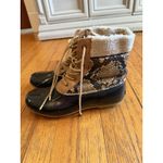 Sam Edelman Women's Size 10 Caldwell Natural Snake Print Leather Duck Boots Photo 1