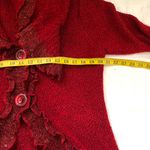 Whimsygoth Red Burgundy ruffle midi cardigan sweater jacket long sleeve button Front Size L Photo 4