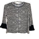Anne Klein  long sleeved black and white animal print wome's blouse XL‎ Photo 1