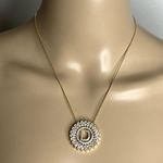 Letter D Gold Rhinestone Medallion Pendant Necklace Photo 0