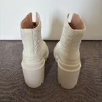 Gucci  Trip Zip Front Combat Boots White Rhombus GG Quilted Block Heel Size 37.5 Photo 6