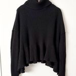 Free People  M Black Chunky Knit Turtleneck Sweater Photo 0