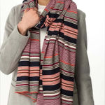 Gap Striped Silk Blend Shawl Scarf Very Berry Pink One Size Photo 0