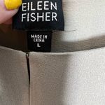 Eileen Fisher beige tan "stone" split front 100% silk open front shirt large Photo 5