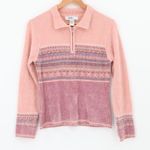 Vtg KIKIT Maurice Sasson Pink Quarter Zip Polo Sweater Womens Preppy Size M Size M Photo 0