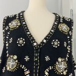 Yarnworks Vintage 80's Large Black and Yellow Beaded Embroidered Sweater Vest Photo 2