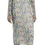 AFRM Shailene Floral Sheer Long Sleeve Dress Size Medium Blue Photo 0