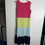 Lands' End  Tiered Colorblock Sleeveless Maxi Sundress 1X Multicolor Stretch Photo 2
