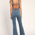 Free People  WE THE FREE Crvy Sam Denim One Piece Jumpsuit Flare size 10 Photo 1