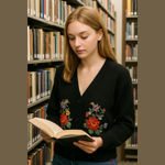 Vintage floral embroidered sweater cardigan • grandma’s favorite • flower garden Size L Photo 1