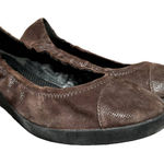 FitFlop Snake Embossed Ballerina Flats F-Pop Leather Microwobbleboard Brown 10.5 Photo 0