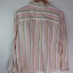 Chadwick's  14 Pink Tan Stripe Linen Top Plus Photo 5