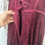 David's Bridal NEW David’s Bridal Jules and Cleo Sparkle Lace Dress with Corset Bodice Wine Red Photo 11