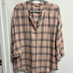 Lucky Brand  Dusty Rose and Gray Plaid Blouse Photo 2