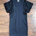 2Love Tony Cohen • black sheath dress pleated silk sleeves draped designer lbd Size 4 Photo 1