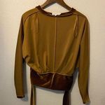 Good American Velvet Copper Golden Long Sleeve V-neck Blouse Size 0 Photo 6