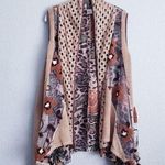 Anthropologie Anis A Artsy Leopard Print Sheer Embroidered Panel Flowy Knit Cardigan Photo 0