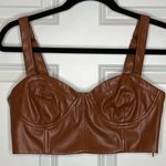 Forever 21  Medium Brown Vegan Leather Corset Crop Shirt Photo 1