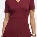 Jaanuu Tulip Womens Medical Scrub Top Wine Maroon crimson Small J96203 Photo 8