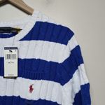 Ralph Lauren  Polo Cable Knit Short Sleeve Sweater Jumper Blue & White Stripe XXL Photo 2