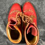 Justin Boots Justin USA Womens size 7 Red Pebble Leather Packer Lacer Granny Western Boots Photo 4