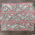 EXPRESS knit mini skirt Metallic Sequins and Pink Size S Photo 3