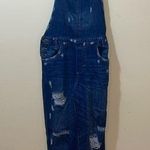 ZARA Womens  Trafaluc Denimwear Bib Dark Wash Overalls Skinny Distressed Pockets Photo 0