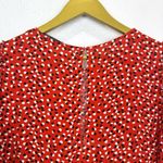 ZARA  Floral Tiered Midi Maxi Dress Size M Red Long Sleeve Cottage Peasant Boho Photo 4