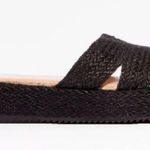 Nasty Gal Walk With You Woven Platform Sandals - Black - Strappy Summer - Size 8 Photo 1