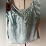 Blue Rain  Francesca’s NWT‎ Women’s Puff Sleeve Polka Dot Shirt Size L Photo 5