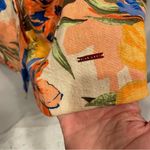 Nine West Cute tropical floral linen blend ruffle sleeve chunky button blouse Photo 3