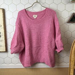 BiBi Wool Blend Pink Knit Sweater with Balloon Sleeves Photo 0