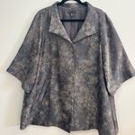 Eileen Fisher Textured Metallic Brocade Kimono Jacket Women L G Photo 0