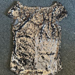 Free People  Glittering Sequin Short Sleeve Top - Black and Silver Photo 0