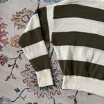 Madewell Loose-Knit Crewneck Sweater Olive and Cream Crop Sweater Medium Photo 1
