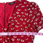 Madewell Wrap-Front Mini Dress Size 6 Seattle Floral Print Short Sleeve Red Photo 3