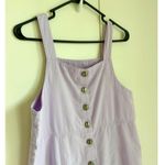 Vintage 1990s Lilac ButtonFront Pinafore Dress Soft Cotton Minimal Cottagecore Purple Size 6 Photo 4