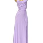 Selfie Leslie Lilac Suki Spaghetti Strap Cowl Neck Front Split Midi Dress Photo 4