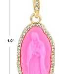 Plated Gold Pink Virgen Mary Pendant & Necklace Photo 2