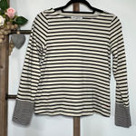 Nili Lotan Target Long Sleeve Black Cream Striped Shirt Size XS Photo 0