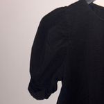 Doe & Rae  Black Poof ruched sleeve Blouse Top Basic Neutral Minimal Office Photo 2