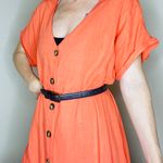 &merci &Merci Orange Linen Tunic Short Sleeve Minimalist Shirt Photo 2